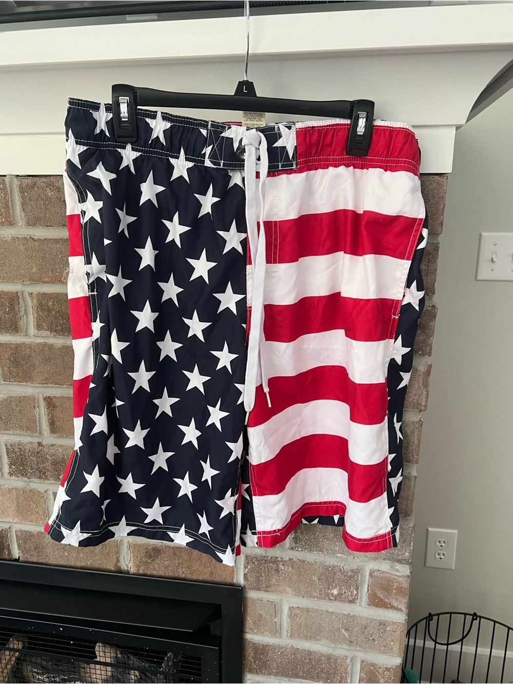 Faded Glory Red White & Blue Star-Spangled Swim Shorts